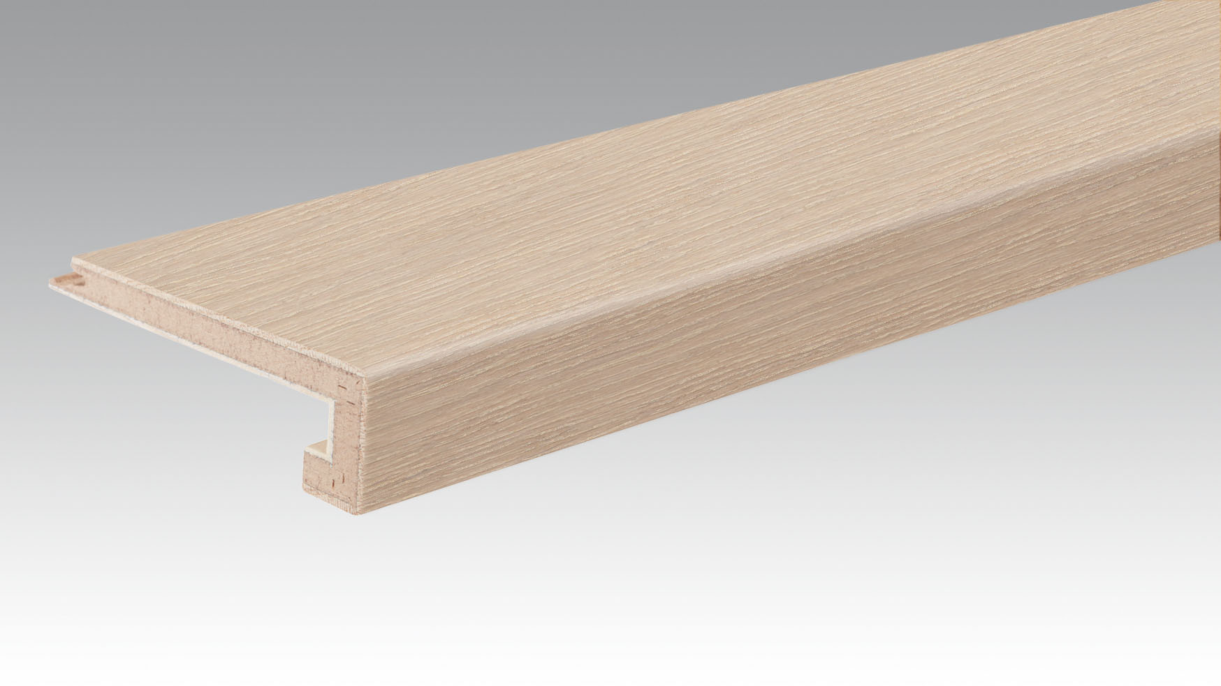 NEZ DE MARCHE PARQUET Chêne animé blanc crème 9014 | brossé L=2150 l=108 e=40