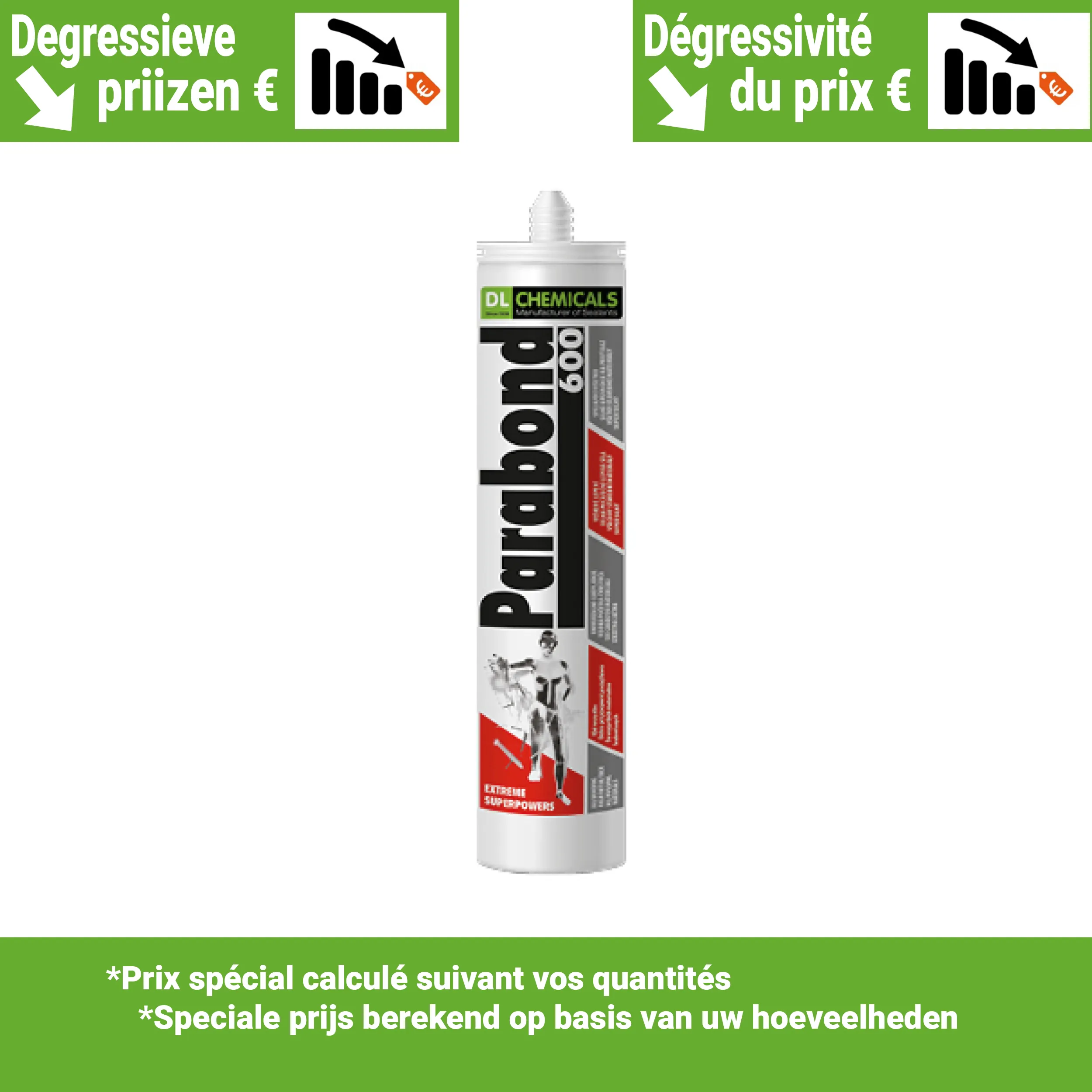 Parabond 600 Blanc - 290ml - Colle de montage universelle (25pc/boite prix dégressif)