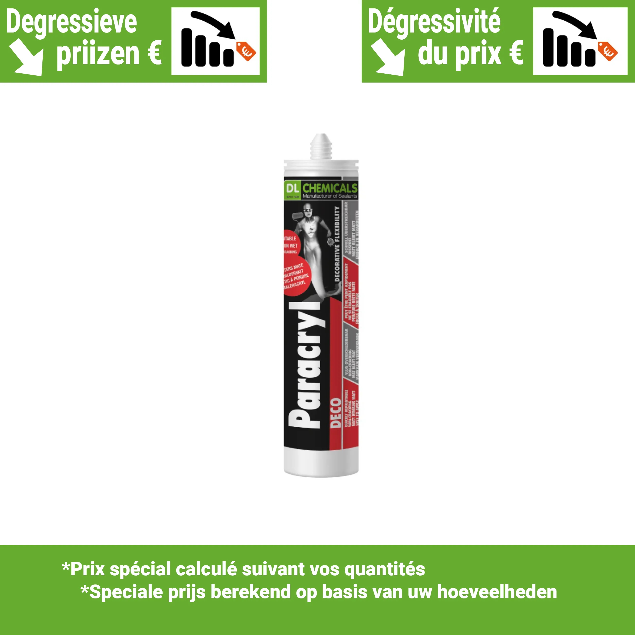 Paracryl Deco Blanc - 310ml - Mastic Acrylique (25pc/boite)