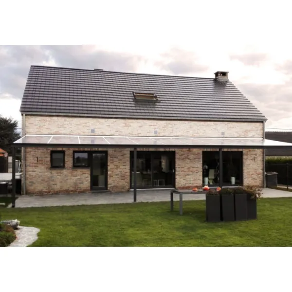 Toiture pergola complète alu 3 m x 6 m - RAL 7016T - Plaques Macrolux 16 mm opalin